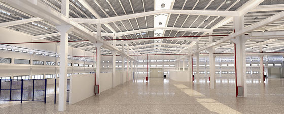 โครงสร้างอุตสาหกรรม Prefab / Preengineered Steel Structure Building โรงงานกันความร้อนจากเหล็กเบา