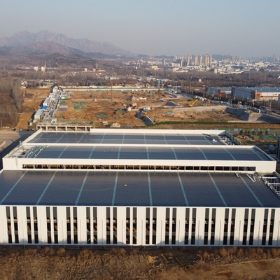 อาคารโครงสร้างเหล็ก Prefab Q235 Q355 โรงงานโกดังขนาดใหญ่