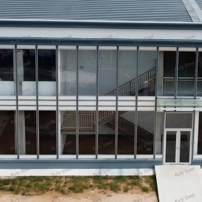 Prefabricated Steel Structure Workshop with Glass Curtain Wall and Mezzanine Office