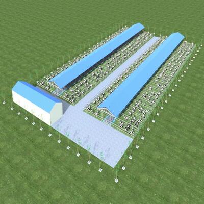 การออกแบบ จําหน่าย โครงสร้างเหล็กที่ทันสมัย โรงเลี้ยงนม โรงเลี้ยงวัวโลหะ โรงเลี้ยงวัวที่มีระบบอากาศ