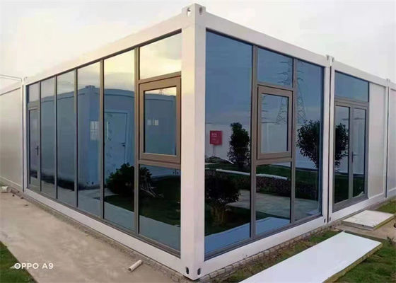 บ้านคอนเทนเนอร์ Prefab กระปุกด้วยผนังแผ่นผ้าแก้ว